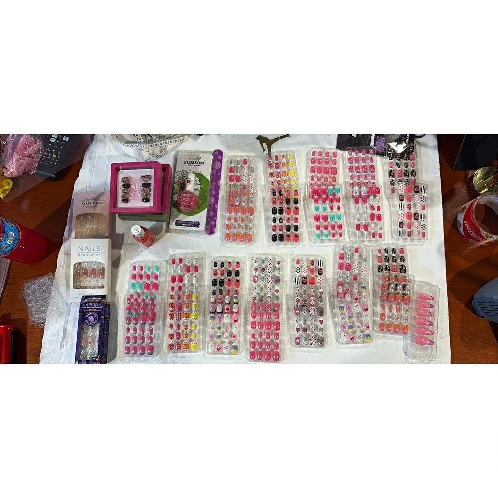 KISS Pre-Designed Press-On Nails Lot, Multicolor French Sets for Nail Art